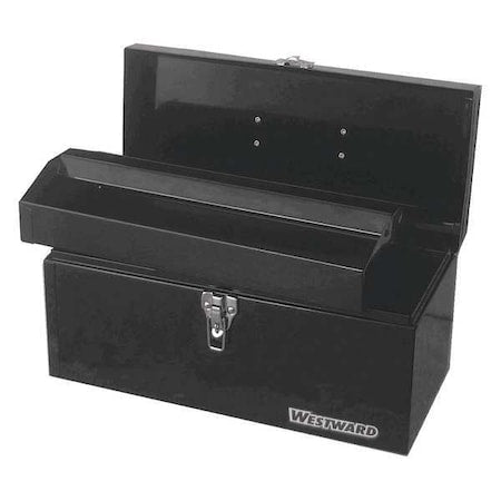 WESTWARD Tool Box, Plastic, Steel, Black, 16 in W x 7 in D x 7-1/2 in H