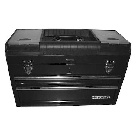 WESTWARD Tool Box, Steel, Black, 20 in W x 8 in D x 14 in H