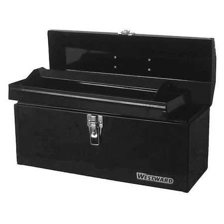 WESTWARD Tool Box, Plastic, Steel, Black, 20 in W x 8 in D x 8 in H
