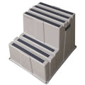 Box Step, 2 Steps, 500 lb Load Capacity, 19 3/4 in Overall Height, Plastic, Gray