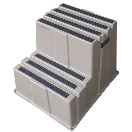 Box Step, 2 Steps, 500 lb Load Capacity, 19 3/4 in Overall Height, Plastic, Gray