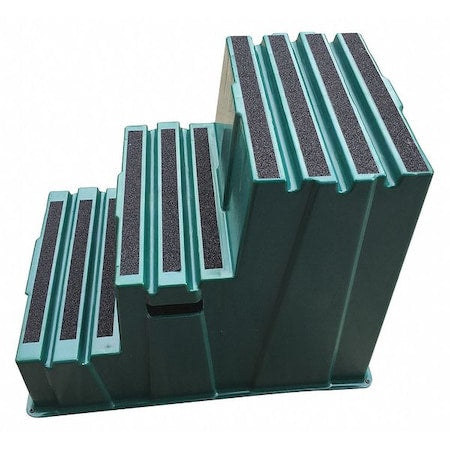 Box Step, 3 Steps, 500 lb Load Capacity, 28 3/4 in Overall Height, Plastic, Green