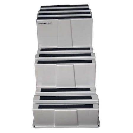 Box Step, 3 Steps, 500 lb Load Capacity, 28 3/4 in Overall Height, Plastic, Gray