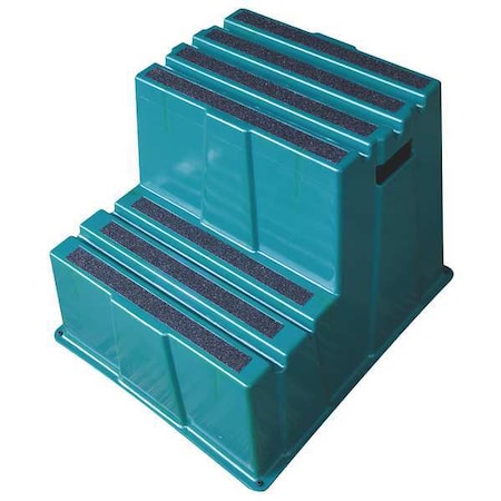Box Step, 2 Steps, 500 lb Load Capacity, 19 3/4 in Overall Height, Plastic, Green