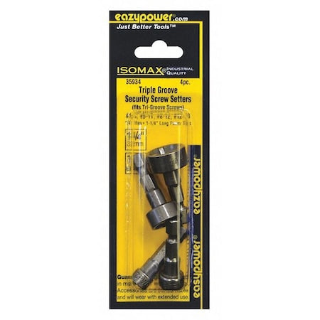 4 Piece Screwdriver Bit Set, 1/4"