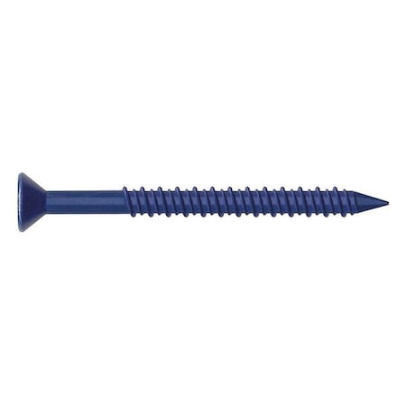 Conset Concrete Screw, 3/16" Dia., Flat, 3 1/4 in L, Steel Blue Ruspert, 25 PK