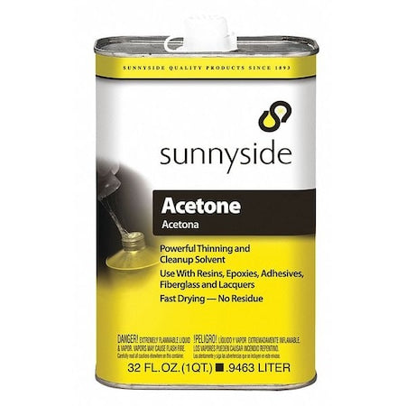 Cleanup Solvent, Acetone, 1 qt, Can, Clear