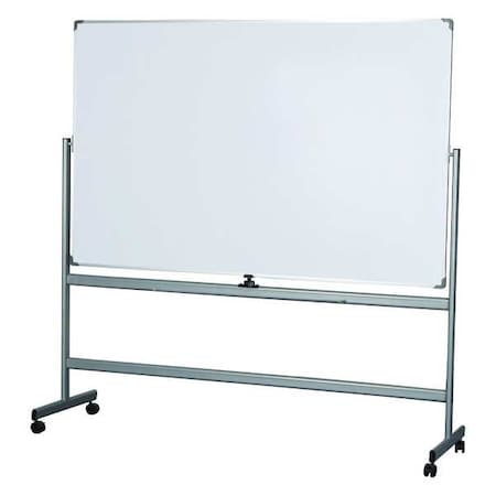 Dry Erase Board, Steel, 75 in, 74 1/4 in, Aluminum Frame, White, Gloss