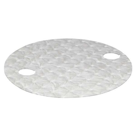 Sorbent Pad, 22 in Dia., Oil, White, Polypropylene