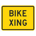 Bike Xing Traffic Sign, 12 in H, 18 in W, Aluminum, Horizontal Rectangle, English, T1-1551-HI_18x12