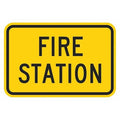 Fire Station Traffic Sign, 12 in H, 18 in W, Aluminum, Horizontal Rectangle, T1-1833-HI_18x12