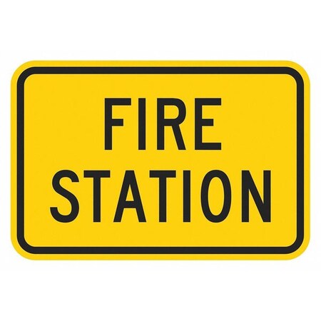 Fire Station Traffic Sign, 12 in H, 18 in W, Aluminum, Horizontal Rectangle, T1-1833-EG_18x12