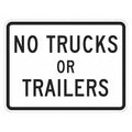 No Trucks Traffic Sign, 12 in H, 18 in W, Aluminum, Horizontal Rectangle, English, T1-5713-DG_18x12