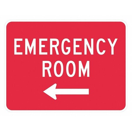 Emergency Room Traffic Sign, 12 in H, 18 in W, Aluminum, Horizontal Rectangle, T1-1805-EG_18x12