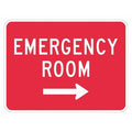 Emergency Room Traffic Sign, 12 in H, 18 in W, Aluminum, Horizontal Rectangle, T1-1806-EG_18x12
