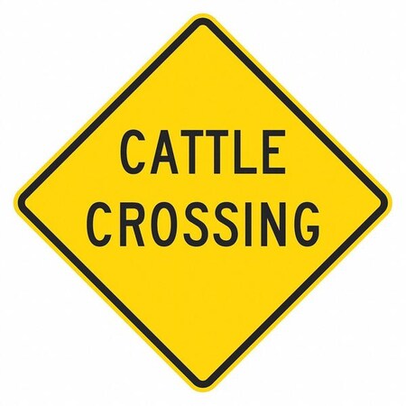 Cattle Crossing Traffic Sign, 18 in H, 18 in W, Aluminum, Diamond, English, T1-1554-HI_18x18