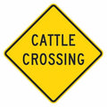 Cattle Crossing Traffic Sign, 18 in H, 18 in W, Aluminum, Diamond, English, T1-1554-DG_18x18