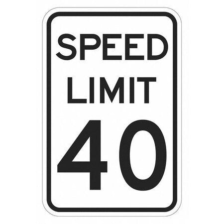 Speed Limit 40 Traffic Sign, 24 in H, 18 in W, Aluminum, Vertical Rectangle, T1-5027-EG_18x24