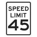Speed Limit 45 Traffic Sign, 24 in H, 18 in W, Aluminum, Vertical Rectangle, T1-5028-EG_18x24