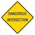 Dangerous Intersection Traffic Sign, 24 in H, 24 in W, Aluminum, Diamond, English, T1-5321-DG_24x24