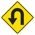 Hairpin Curve Left Traffic Sign, 24 in H, 24 in W, Aluminum, Diamond, No Text, T1-6075-EG_24x24