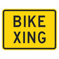 Bicycle Crossing Traffic Sign, 18 in Height, 24 in Width, Aluminum, Horizontal Rectangle, English