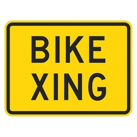 Bicycle Crossing Traffic Sign, 18 in Height, 24 in Width, Aluminum, Horizontal Rectangle, English