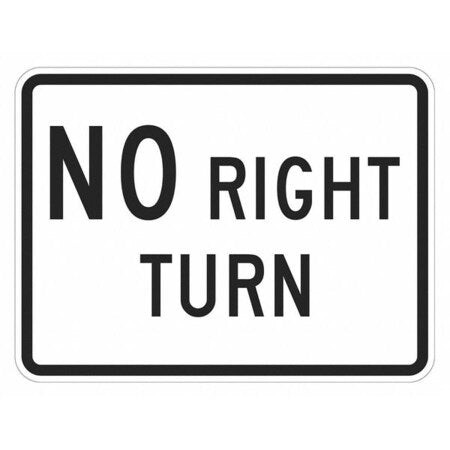 No Right Turn Traffic Sign, 18 in H, 24 in W, Aluminum, Horizontal English, T1-5662-EG_24x18