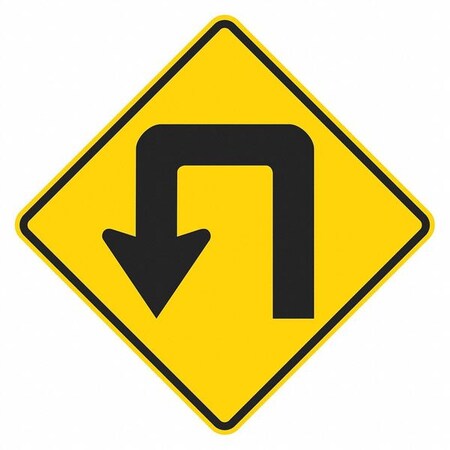 Double Turn Traffic Sign, 24 in Height, 24 in Width, Aluminum, Diamond, No Text