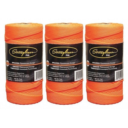 Mason'sLine, FluorOrange, Nylon, 1,000', PK3