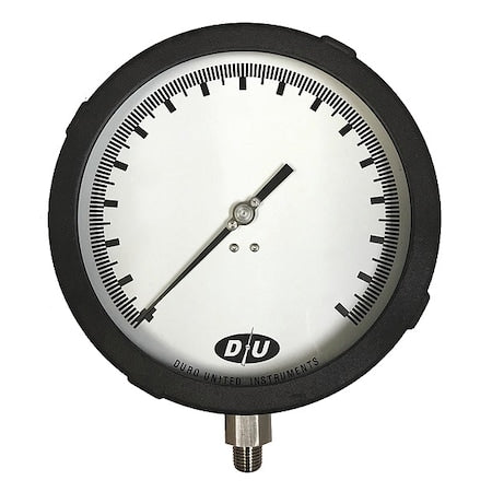Industrial Pressure Gauge, 0 to 160 psi, 6 in Dial, 1/4 in NPT, Bottom Location