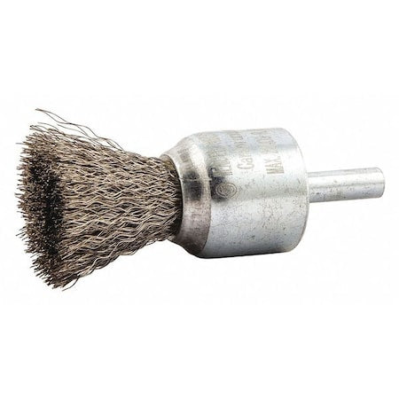 End Brush, Shank 1/4", Wire 0.008" dia., Bristle Trim Length: 1 in