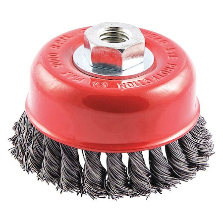 Cup Brush, Wire 0.020" dia., Carbon Steel