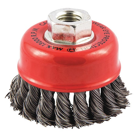 Cup Brush, Wire 0.020" dia., Carbon Steel, Max. RPM: 13, 000 RPM