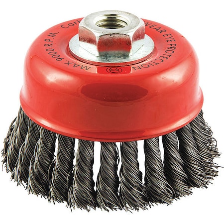 Cup Brush, Wire 0.014" dia., Carbon Steel