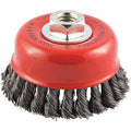Cup Brush, Wire 0.014" dia., Carbon Steel, Brush Dia.: 4 in