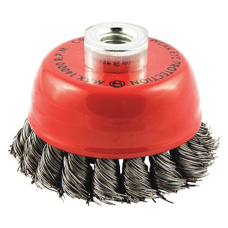 Cup Brush, Wire 0.020" dia., Carbon Steel