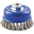 Cup Brush, Wire 0.020" dia., SS, Max. RPM: 9, 000 RPM