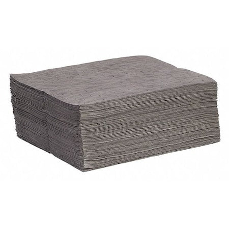 Sorbent Pad, 12 gal, 15 in x 19 in, Universal, Gray, Polypropylene