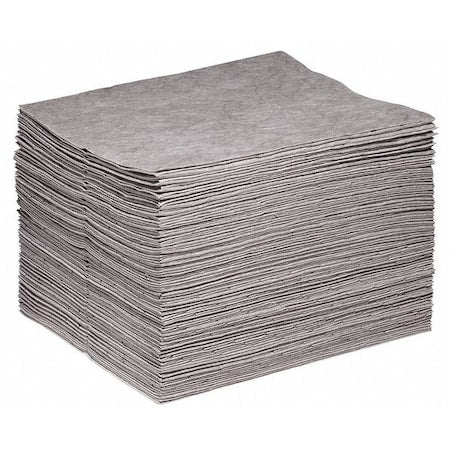 Sorbent Pad, 22 gal, 15 in x 18 in, Universal, Gray, 100 PK