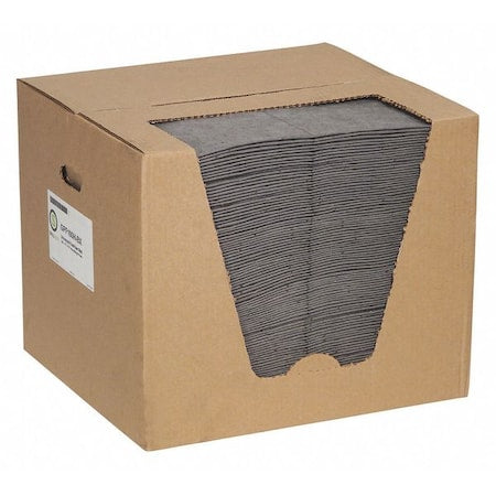 Sorbent Pad, 17 gal, 15 in x 19 in, Universal, Gray, Polypropylene