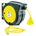 Cord Reel w/ Hand Lamp, Spring Retracted, NEMA 5-15R, 12 AWG, Yellow Reel, 40 ft (Formerly LumaPro)