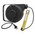 Cord Reel With Hand Lamp, Hand Operated, NEMA 5-15R, 16 AWG, Black Reel Color, 40 ft Length