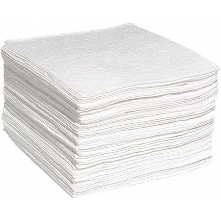 Absorbent Pad, 15 in W x 19 in L, Absorbs 31 gal. per Pkg, Oil, White, 200PK