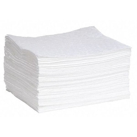 Sorbent Pad, 23 gal, 15 in x 19 in, Oil, White, Polypropylene