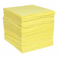 Sorbent Pad, 26 gal, 15 in x 19 in, Harsh Chemicals, Yellow, Polypropylene
