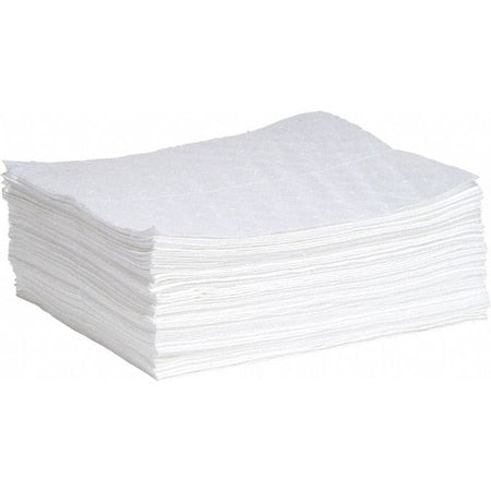 Sorbent Pad, 10 gal, 15 in x 19 in, Oil, White, Polypropylene