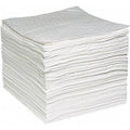 Absorbent Pad, 15 in W x 19 in L, Absorbs 26.3 gal. per Pkg, Oil, White, Poly Bag, 100PK