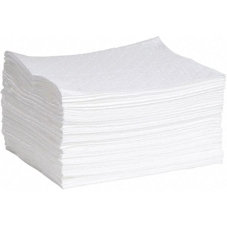 Absorbent Pad, 15 in W x 19 in L, Absorbs 20 gal. per Pkg, Oil, White, 100PK