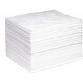 Absorbent Pad, 15 in W x 18 in L, Absorbs 22 gal. Per Pkg, Oil-Only, White, Poly Bag, 100PK